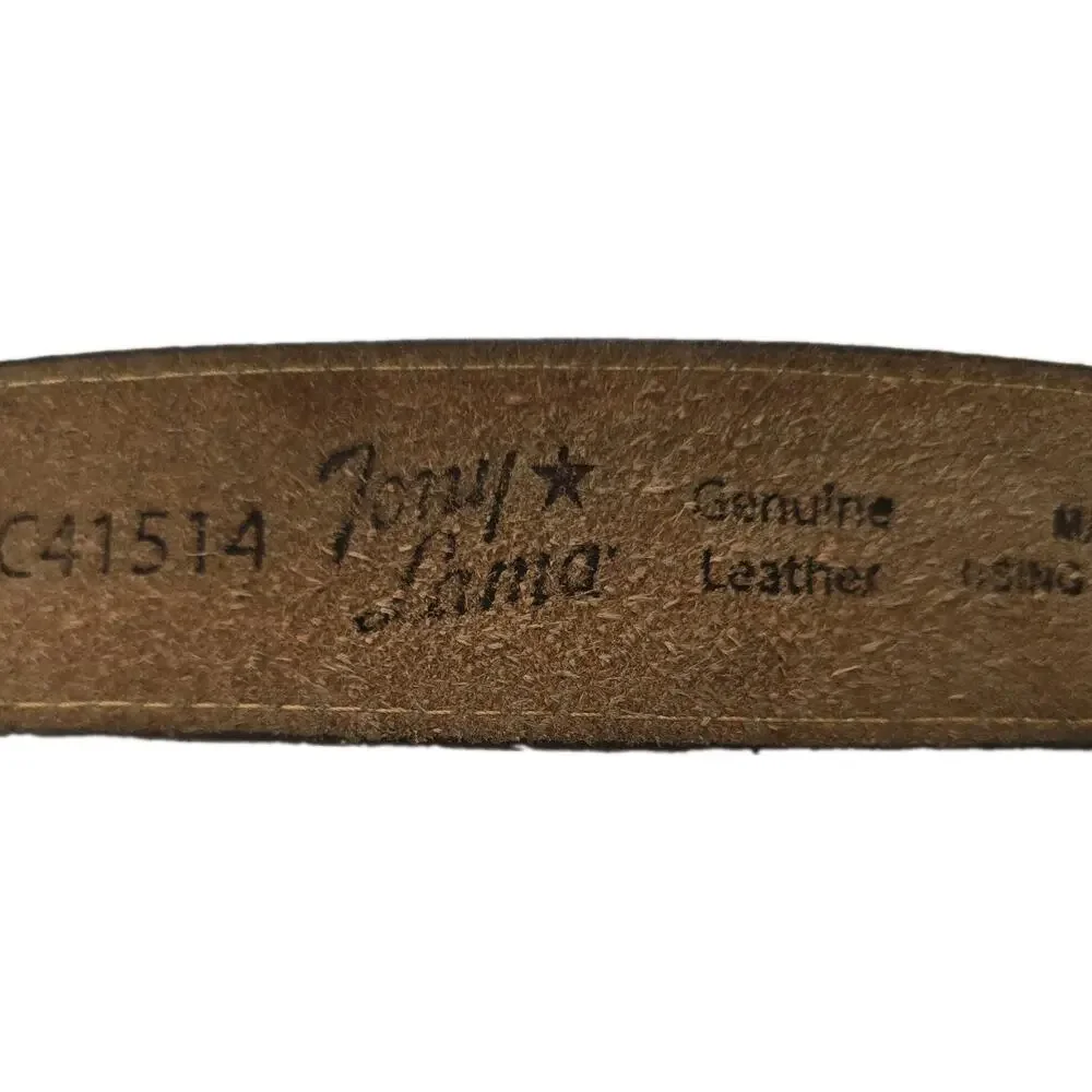 Tony Lama Mens Western Belt Size 38 Brown Tooled Leather Westerly Ride C41514